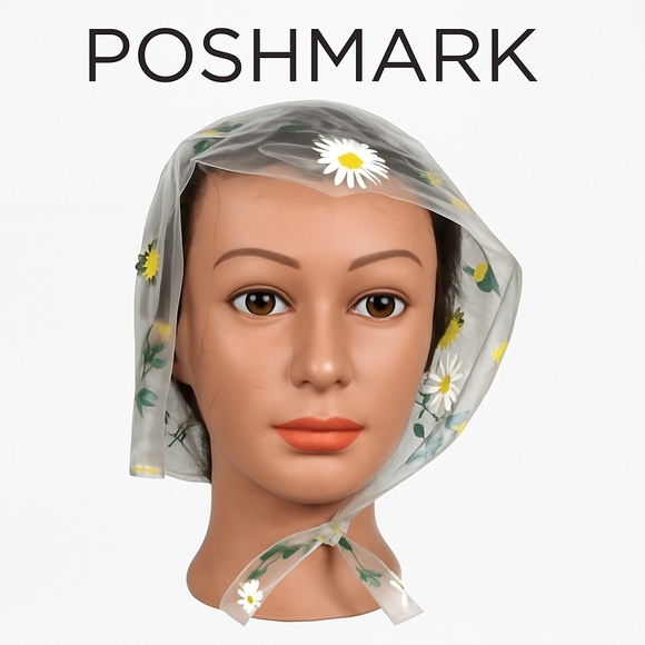 Vintage Plastic Floral Folding Grandma Rainhat - Picture 2 of 6